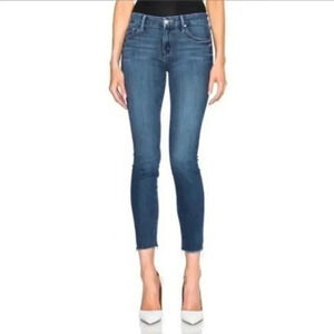 Mother Jeans Womens Looker Ankle Fray Girl Crush Dark Wash Mid Rise Stretch B440